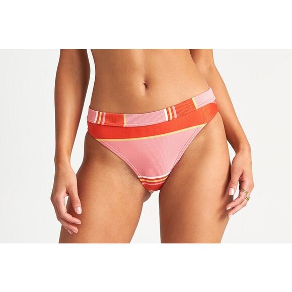 New BILLABONG Tan Lines Maui Rider Bikini Bottom Pink/Red Women's Sz L (12) - Picture 1 of 6